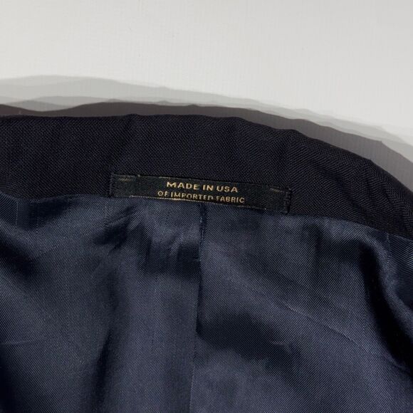 VTG 90s Hart Schaffner Marx Pure New Wool Blazer Black Made in USA Men Size 43L - Picture 7 of 14